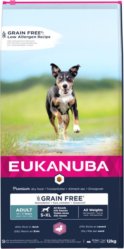 Eukanuba Adult Grain Free Eend - Hondenvoer - 12 kg