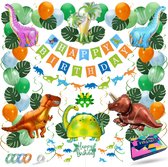 Fissaly 87 Stuks Dinosaurus Jungle Decoratie set – Dino & Safari Verjaardag Versiering – Thema Kinderfeestje