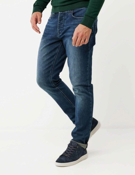 STEVE Mid Waist/ Straight Leg Jeans Mannen - Donker Used - Maat 38