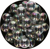 Kerstballen set - glas - 36x stuks - transparant parelmoer - 4 cm