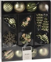 Christmas Decoration Kerstballen mix - 20-delig - groen - figuren en hangers