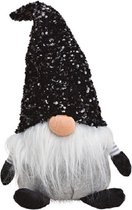 Pluche gnome/dwerg decoratie pop/knuffel zwart 17 x 24 x 48 - Kerstgnomes/kerstdwergen/kerstkabouters