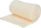 H&S Deken-plaid - fleece-polyester - licht beige - 125 x 150 cm