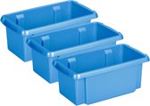 Sunware Opslagbox - 3 stuks - kunststof 7 liter blauw 38 x 21 x 14 cm