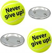 2X tennis button Never Give Up - tennis - sport - button - never give up - tekst