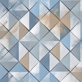Duch Wallcoverings - Pop- ruit blauw/beige - vliesbehang - 10m x 53cm - M467-01