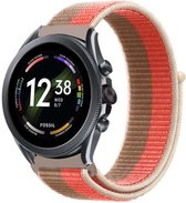 Strap-it Nylon smartwatch bandje - geschikt voor Fossil Gen 6 44mm / Gen 5 / Gen 5e 44mm - pink pomelo