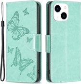 Coverup Vlinders Book Case - Geschikt voor iPhone 14 Hoesje - Groen