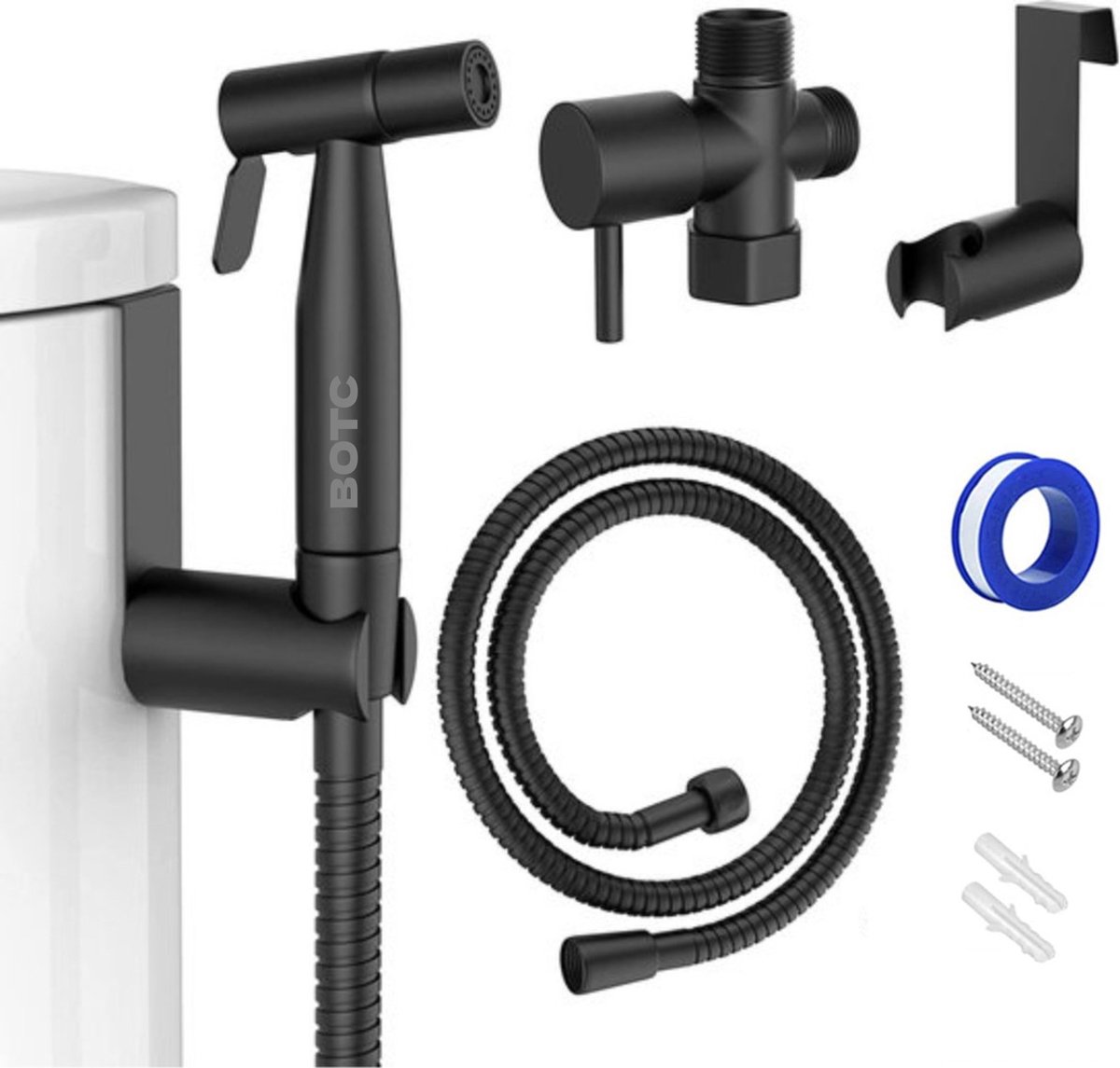 BOTC Bidet Handdouche - Shattaf - Bidet Sproeier - Bidetkraan - Zwart