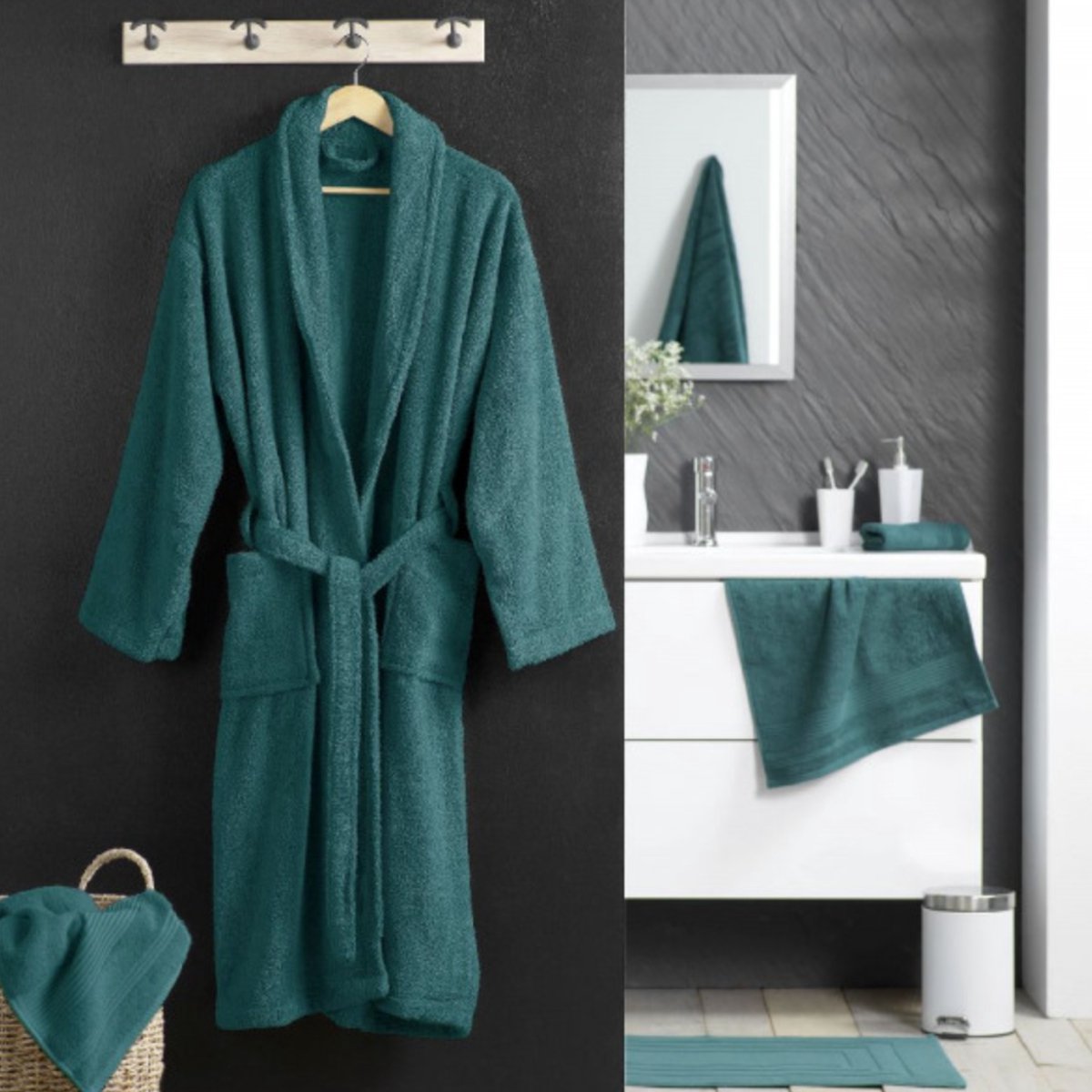 Luxe groene badjas | Ochtendjas | Kamerjas | Nachtkleding | One size | badjas wellness | Sauna