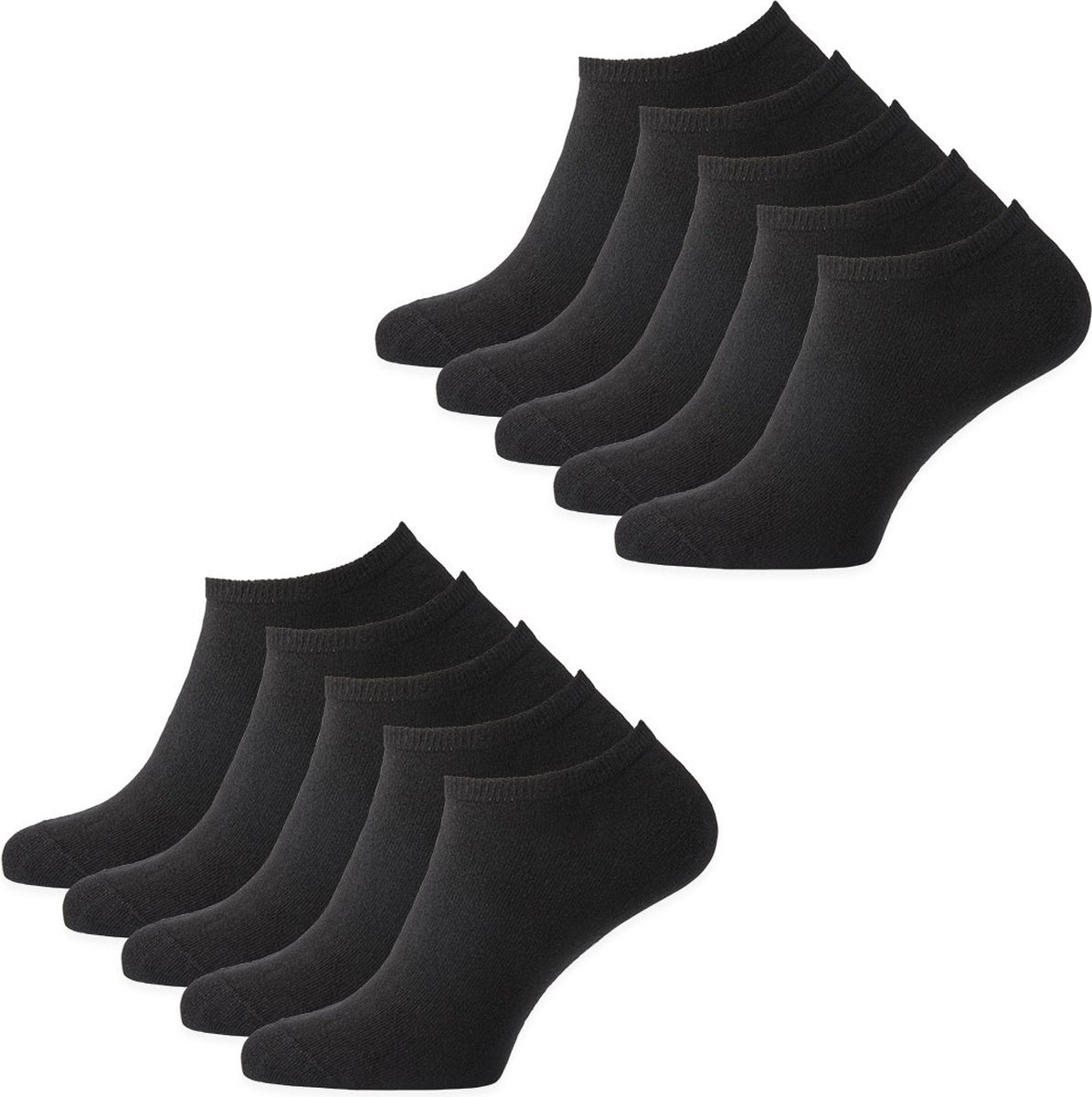 Sokjes.nl ® Enkelsokken - Maat 35/38 - 10 paar - naadloos - katoen - voordeelverpakking - zwart