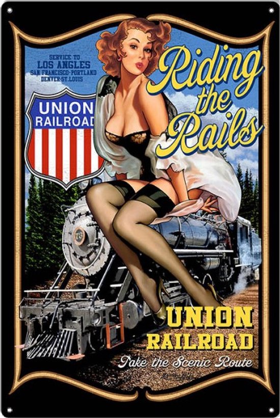 Wandbord Riding The Rails Union Railroad