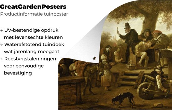 Le charlatan (Les rochers) - Peinture de Jan Steen Garden poster 80x60 cm - Toile de jardin / Toile d'extérieur / Peintures pour l'extérieur (décoration de jardin)