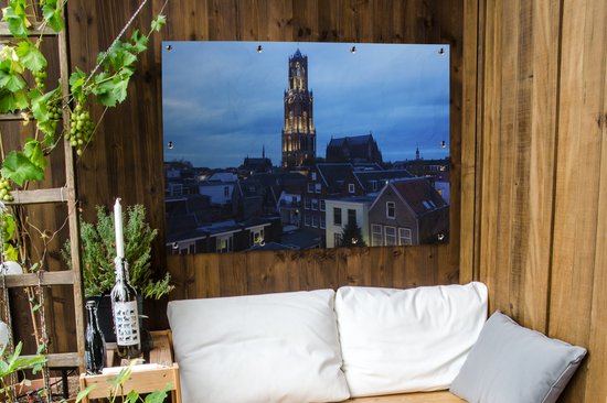 Affiche de jardin La tour Dom illuminée le soir à Utrecht - 120x90 cm