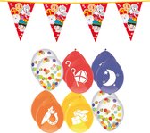 Sinterklaas versiering - 2x Sint/piet vlaggenlijnen van 6 meter en 18x ballonnen