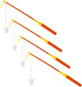 Lampionstokjes - 4x - oranje/geel met lichtje - 39 cm