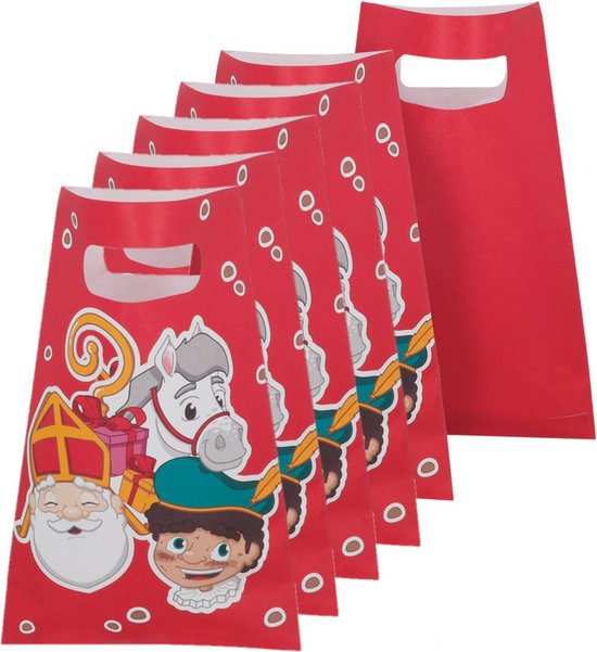 Foto: Sinterklaas papieren uitdeelzakjes 20x stuks 23 x 15 cm sinterklaas traktatiezakjes