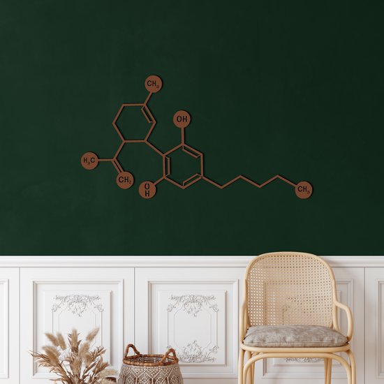 Wanddecoratie | Cannabidiol CBD Molecuul / Cannabidiol CBD Molecule| Metal - Wall Art | Muurdecoratie | Woonkamer | Buiten Decor |Bronze| 117x60cm