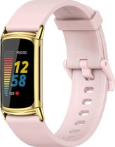 By Qubix - Geschikt voor Fitbit Charge 5 - Fitbit Charge 6 Extra soft siliconen bandje - Roze - Smartwatch Band - Horlogeband - Polsband