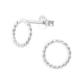 Joy|S - Zilveren ronde cirkel oorbellen - kabel twist - 9 mm - Sterling zilver 925