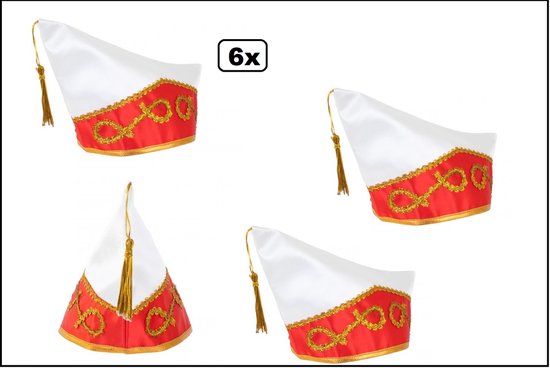 6x Komitee muts wit/rood mt.60 - Themafeest prins carnaval festival party