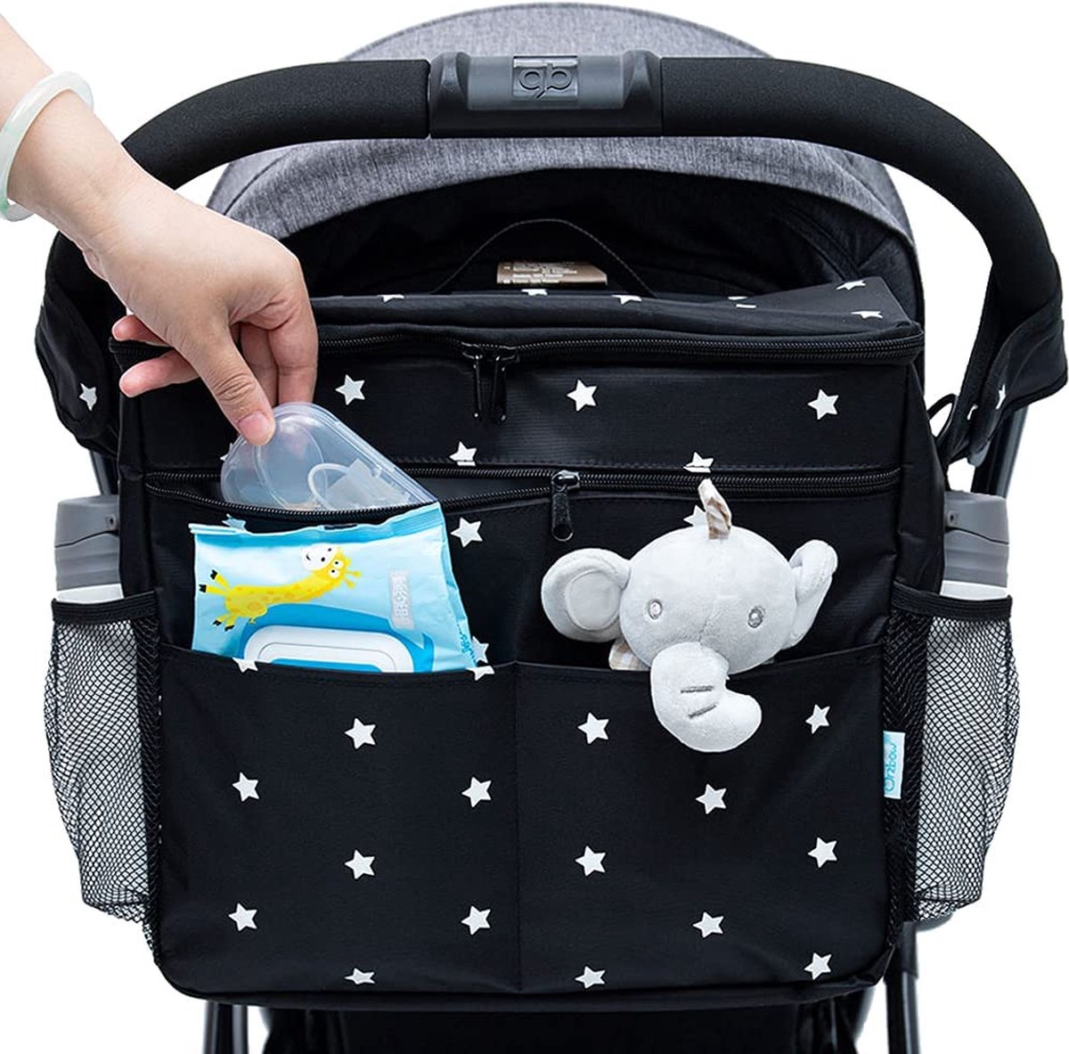 Sac à Langer Universel Pour Poussette Avec Bretelles,Sac Organisateur Pour  Poussette Avec 2 Porte-Bouteilles,Accesoire De Poussette Pour BéBé