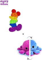 Happy Trendz® Mood Octopus Paars Blauw Blue Purple- Pop it XL Rainbow - Duo Pakket - Cadeau - Emotie Knuffel - Fidget Popit - Best Gift Ever - Tiktok - Feestdagen - Sint - Kerst - Halloween -