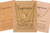 Bixorp Stars 5 Steenbok / Capricorn sieraden Goudkleurig - Set van Sterrenbeeld Ketting + Oorbel + Armband