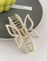 Nerissa- Luxe Haarklem Vlindervorm met parels - Haarclip/Haarspeld - Haaraccessoires Bruiloft - Goud