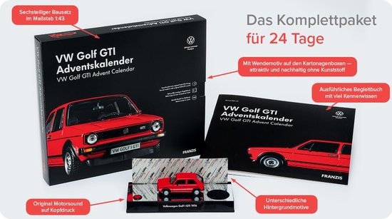 Foto: 1 43 franzis 55102 3 volkswagen golf gti adventskalender plastic modelbouwpakket