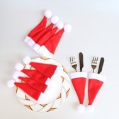 Kersthoed Bestek Houder - Kerstversiering Servet Houder - Kerst Woondecoratie - 10 Stuks