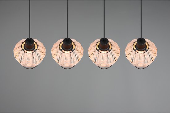 LED Hanglamp - Hangverlichting - Torna Bera - E27 Fitting - 4-lichts - Rechthoek - Bruin - Aluminium