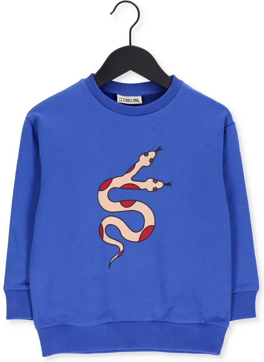 Carlijnq Serpent - Sweater With Print Truien & Vesten Jongens - Sweater - Hoodie - Vest- Blauw - Maat 86/92