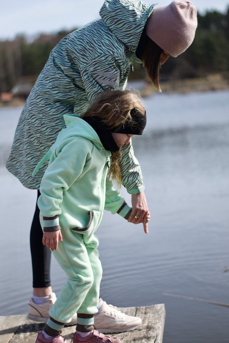 Ducksday - Fleecepak - Onesie voor kinderen - unisex - muntgroen/taupe — afbeelding 7