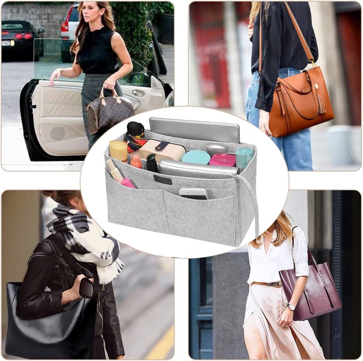 Tas Organizer NEPAK Handtas Organisator, Vilten Tas Organisator