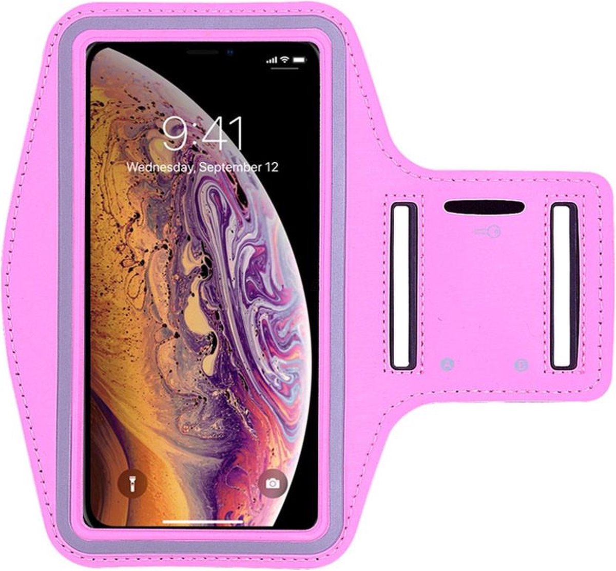 Sportarmband - Geschikt voor: iPhone 14 Plus hoesje - iPhone 14 Pro Max hoesje - Sportband - Hardloop armband - Sport armband - Hardloop houder - Licht roze