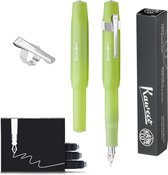 Kaweco - Stylo Plume FROSTED SPORT LIME - Large - Clip Oktogonal Chrome - Coffret Recharges