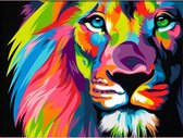 Diamond painting Colorful Lion 40x30 cm vierkante steentjes