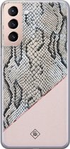 Casimoda® hoesje - Geschikt voor Samsung S21 - Snake Print - Backcover - Siliconen/TPU - Roze