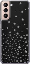 Casimoda® hoesje - Geschikt voor Samsung S21 - Falling Stars - Backcover - Siliconen/TPU - Zwart