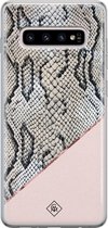Casimoda® hoesje - Geschikt voor Samsung S10 Plus - Snake Print - Backcover - Siliconen/TPU - Roze