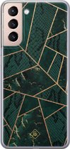 Casimoda® hoesje - Geschikt voor Samsung S21 - Abstract Groen - Backcover - Siliconen/TPU - Groen