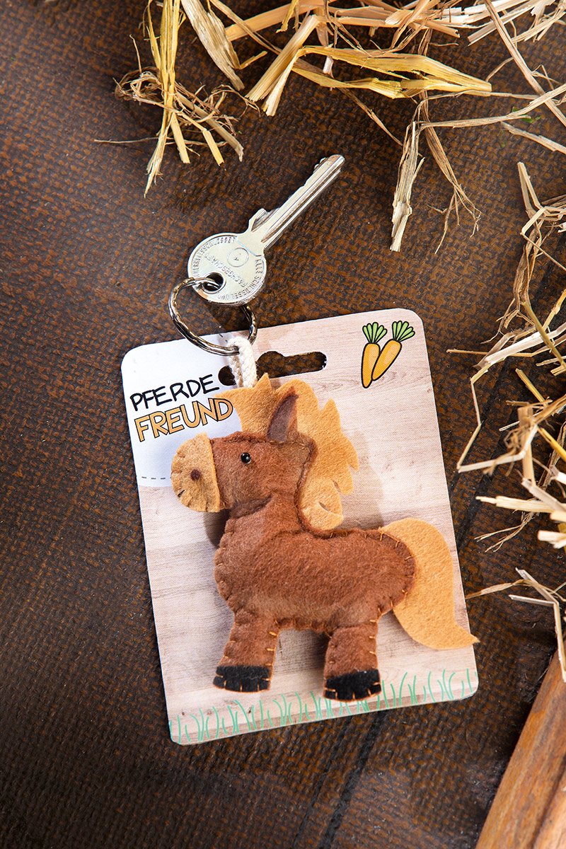 Gilde Handwerk - Vilten Sleutelhanger "Paard" - Bruin -