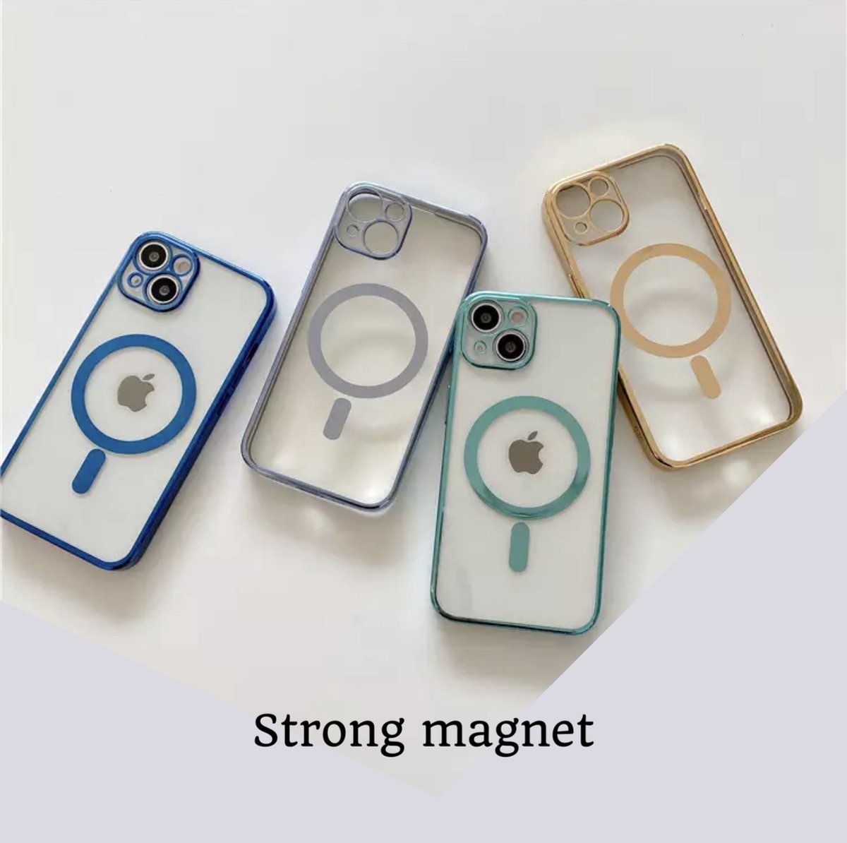 iPhone 14 Pro Magnetische Hoesje Transparant /licht blauw - Magnetisch Hoesje met Ring iPhone 14 Pro - iPhone 14 Pro Magneet Case
