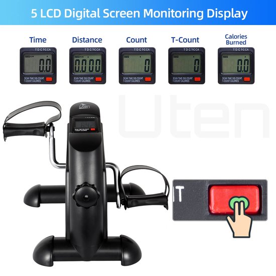 Mini Vélo D'Appartement Pédalier Bureau – Entraîneur Bras & Jambes Silencieux, Écran LCD, Résistance Réglable Pour Seniors & Télétravail