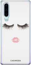 Casimoda® hoesje - Geschikt voor Huawei P30 - Kiss Wink - Siliconen/TPU - Soft Case - Wit - Geen opdruk