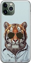 Casimoda® hoesje - Geschikt voor iPhone 11 Pro Max - Tijger Wild - Siliconen/TPU telefoonhoesje - Backcover - Tijger - Blauw
