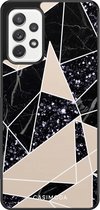Casimoda® hoesje - Geschikt voor Samsung Galaxy A52 5G - Abstract Painted - Zwart TPU Backcover - Geometrisch patroon - Bruin/beige