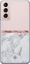 Casimoda® hoesje - Geschikt voor Samsung S21 - Rose All Day - Backcover - Siliconen/TPU - Roze