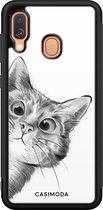 Casimoda® hoesje - Geschikt voor Samsung Galaxy A40 - Peekaboo - Zwart TPU Backcover - Kat - Zwart